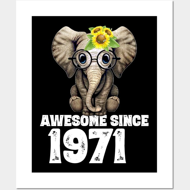 Awesome since 1971 49 Years Old Bday Gift 49th Birthday Wall Art by DoorTees